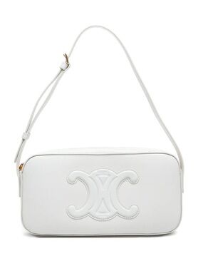 CELINE Cuir triomphe white leather camera shoulder bag
